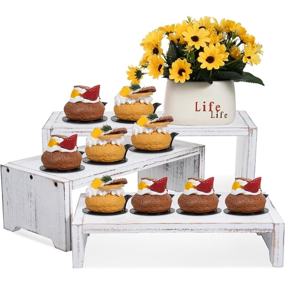 3-Tier Wooden Cupcake Stand & Display Risers, Multi-Tier Display Stand for , Desserts, & Collections