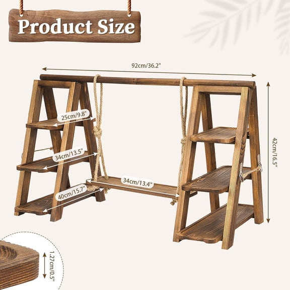 3 Tier Wooden Cupcake Stand, Foldable Ladder Dessert Table Display Set for Cakes Bread Snacks