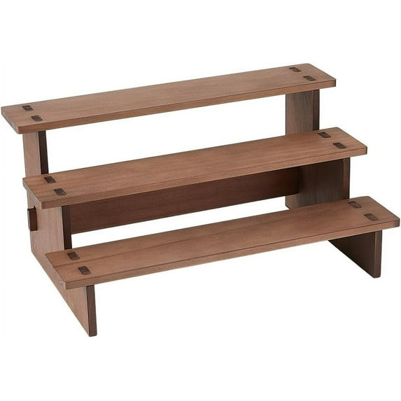 3 Tier Wooden Display Risers Stand Rectangle Wood Table Cupcake Stand Spice Rack Organizer Coffee Jewelry Perfume Organizer for Cabinet Home Wedding Party for DIY