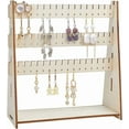 thumbnail image 1 of 3 Tier Wooden Earring Display Stands Earring Display Rack Earrings Holder Organizer Wood Jewelry Display Stand Necklace Storage Rack for Counter Tabletop Display Supplies, 1 of 5