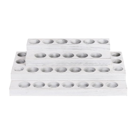 3-Tier Wooden Essential Oil Storage Rack, Whitewashed Wood Display Organizer, Holds 30 Bottles, Tiered Stand for 5ml/10ml/15ml Aromatherapy Oils