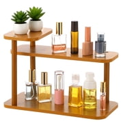 3-Tier Wooden Makeup Organizer, Desktop Perfume Stand, Wooden Storage Rack Shelf, 11.8 in Cosmetic Display Shelf Brown for Bathroom, Bedroom, Dressing Table, Kitchen