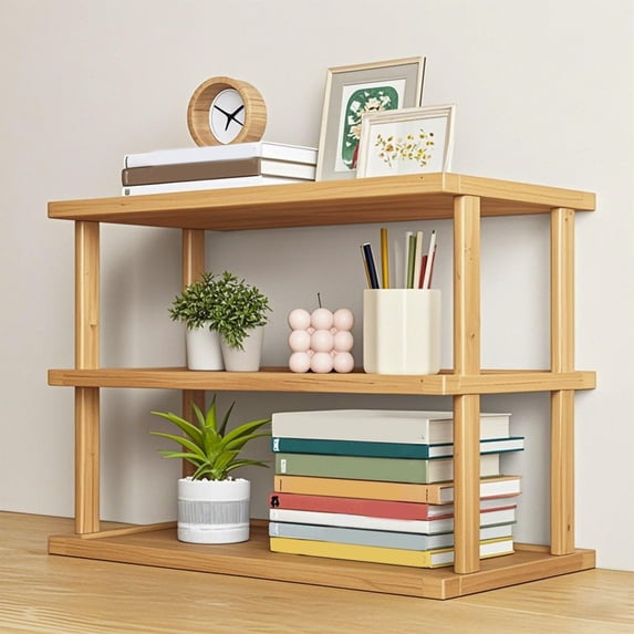 3 Tier Wooden Shelf Bookcase - Modern Open Design, Space-saving Storage, Multifunctional Display Stand for Living Room Bedroom Office Organization