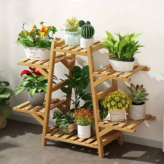 3-Tier Wooden  Stand - Sturdy Multi-Layer Display Rack for Indoor , Succulents & Climbing Vines, Modern Balcony/Garden Decor