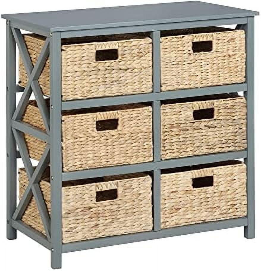 3 Tier XSide End with 3 Wicker Baskets White