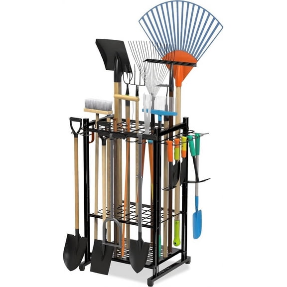 3-Tier Yard Tool Organizer 17x15x30 In 35 Slots and 9 Hooks for Garage