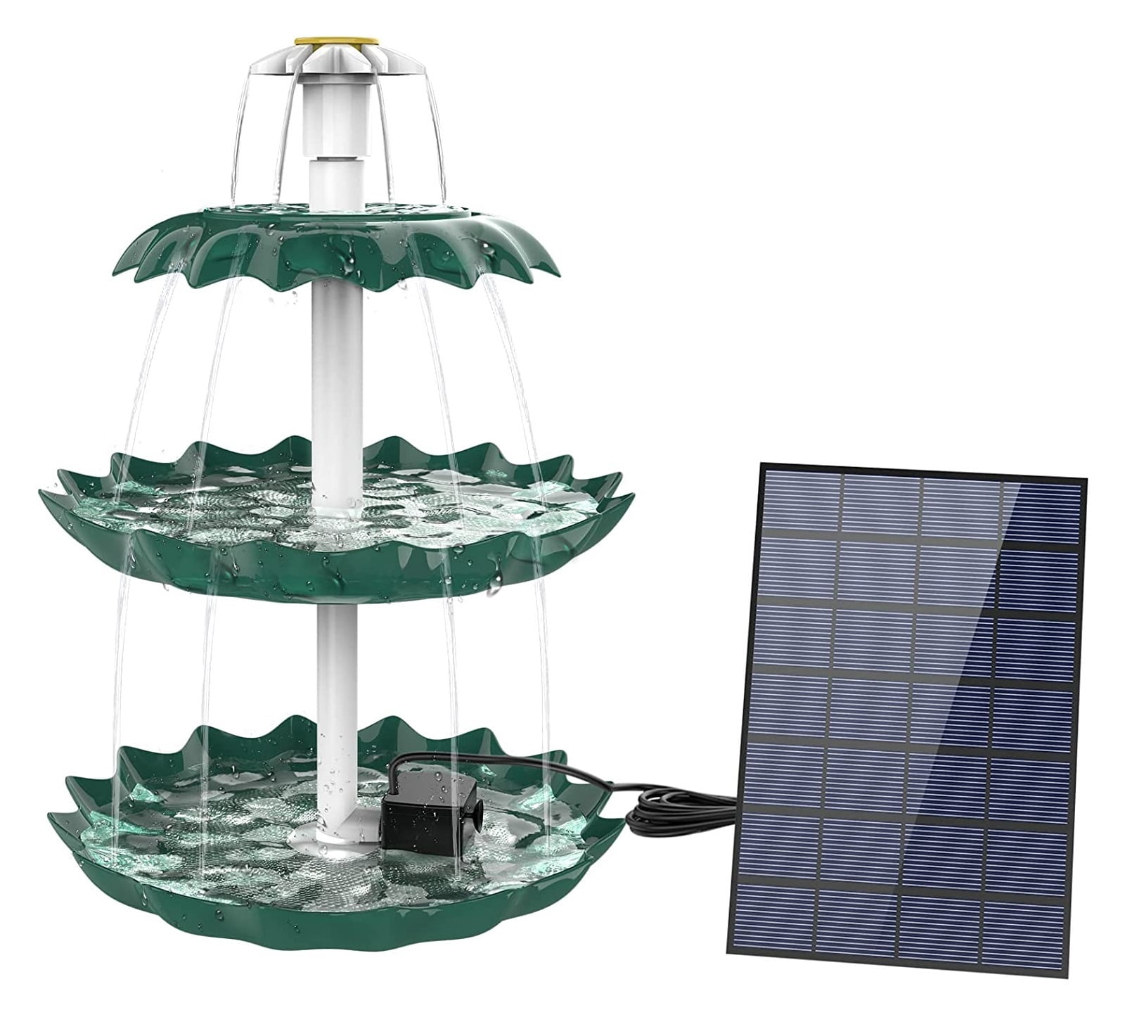 3 Tiered Bird Bath With 2.5W Solar Fountain Pump, DIY Solar Fountain Detachable And Suitable For Bird Bath, Garden Decoration