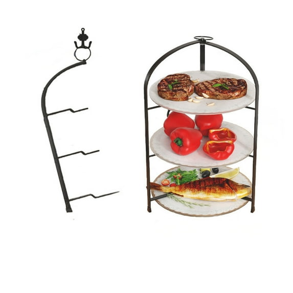 3 Tiered Cake Stand, Tea Party Serving Platter, Dessert and Cupcake Stand, Metal Tiered Serving Stand for Cake Dessert Fruit Display, Black