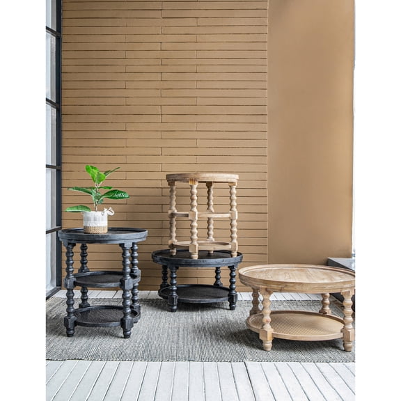 3-Tiered Decorative Side Table | For Bedroom, Entryway Use | Wood and Wicker Design | Adds Character to Your Home
