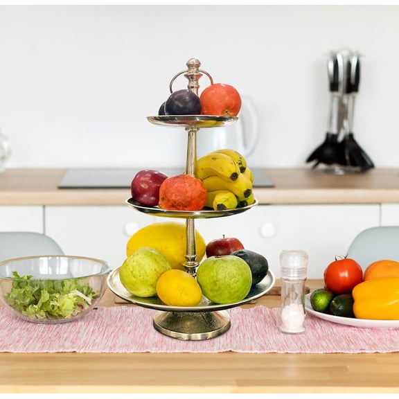 3-Tiered Dessert Cupcake Stand 20 Inch Tall Silver Sturdy Design for Tea Party Birthday Holiday Gatherings Weddings Showers