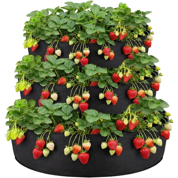 3 Tiered Fabric Strawberry Planter 48 36 24 Inch Strawberry Pyramid Planter for Outdoor Growing Vegetables Herb Plant