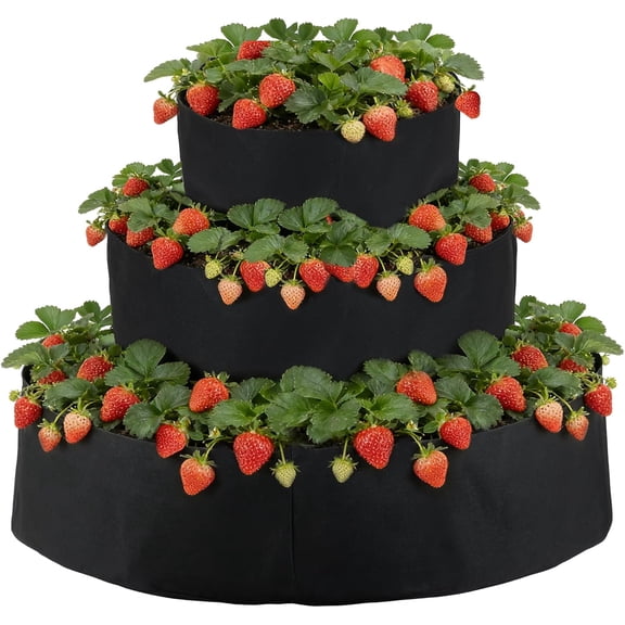 3 Tiered Fabric Strawberry Planter 48 36 24 inch Strawberry Tower Planter Stackable Planters Strawberry Grow Kit