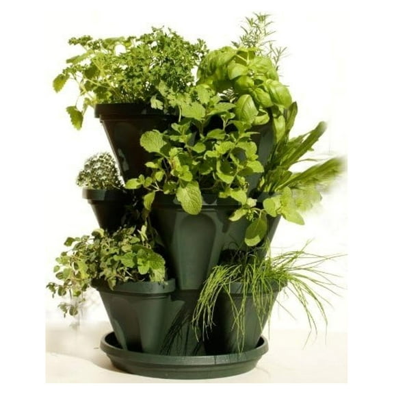 3 Tiered Green Stackable Indoor Outdoor Vertical Planter 1303