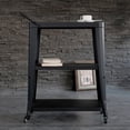 thumbnail image 1 of 3-Tiered Metal Frame, Industrial Dining Cart with Swivel Wheels, Black, 1 of 10