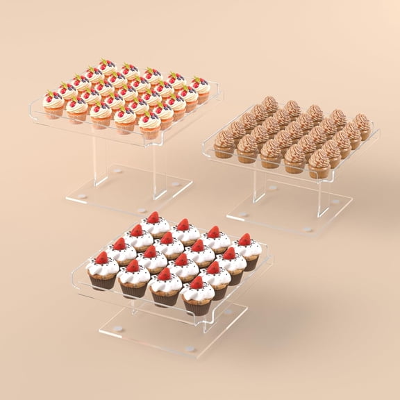 3 Tiered Serving Tray Set for Entertaining, 12" Acrylic Dessert Table Display Set, Cupcake Stand Buffet Risers for Wedding Birthday Party Baby Shower (Extra Large)