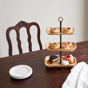 3 Tiered Tray Stand - Fruit Basket for Kitchen Counter Fruit and Snack Bowl Multi-Level Serving Tray for Organizing Snack, Nuts, Cake, Dessert,Rectangular