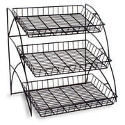 3-Tiered Wire Shelving Display Rack for Tabletop Use - Black (HB3T1812BK)