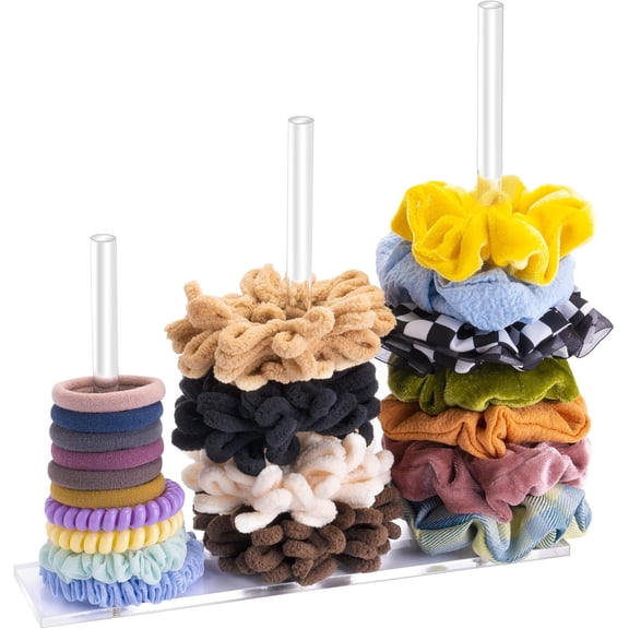 3-Tiers Acrylic Scrunchie Holder Stand, Clear Hair Tie Organizer Storage for Women Teen Girls Gifts Scrunchy Hair Accessories Organizer