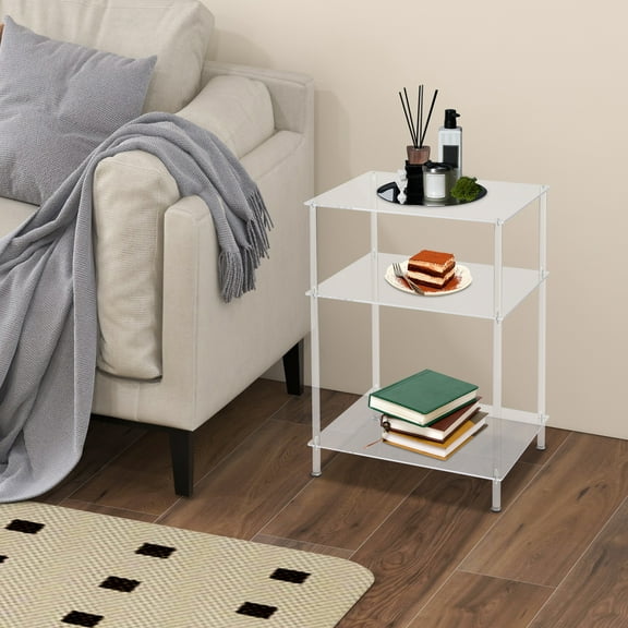 3 Tiers Acrylic Side Table, Small End Table, Modern Nightstand
