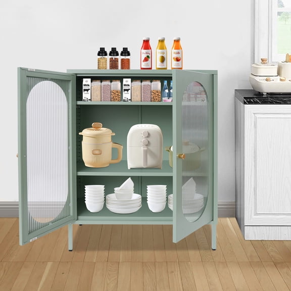 3 Tiers Adjustable Storage Cabinet Free Standing Kitchen Pantry Accent Cabinet Organizer