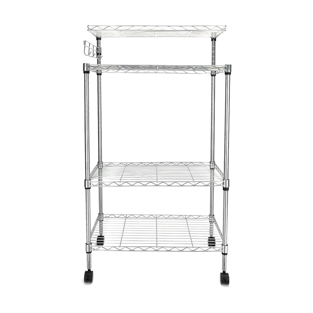 3 Tiers Bakers Rack, Kitchen Storage Cart, Adjustable Storage Rack with ...