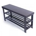 thumbnail image 1 of 3 Tiers Bamboo Stool Shoe Rack 90cm Strip Pattern Coffee, 1 of 7