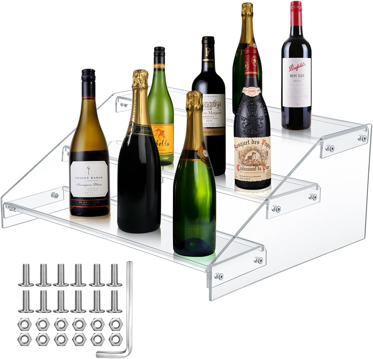 3 Tiers Bar Shelves for Liquor Bottles Clear Acrylic Risers Racks ...