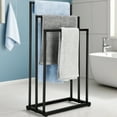 thumbnail image 1 of 3 Tiers Black Metal Towel Racks Chrome Tall Industrial Modern Freestanding Towel Holder for Bathroom Organizers and Storage & Hand Towels, Washcloths, Towel Rack 	 Towel Storage for Bathroom, 1 of 8