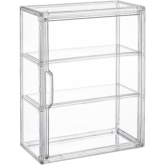 3 Tiers Clear Display Case for Figures, Acrylic Storage Organizers Box with Magnetic Door, Wall-Mounted Dustproof Showcase for Collectibles Action Figure