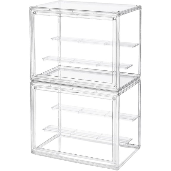 3 Tiers Clear Display Case for Figures, Acrylic Storage Organizers Box with Magnetic Door, Dustproof Showcase for Collectibles Action Figure