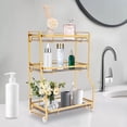thumbnail image 1 of 3 Tiers Countertop Organizer Gold Bathroom Vanity Counter Box W/ Storage Basket, 1 of 19