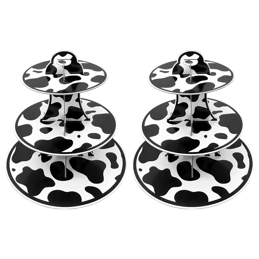 3 Tiers Cow Print Cupcake Stand for Farm Themed Parties and Baby ...