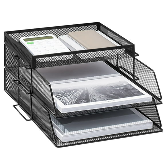 3-layer paper organizer, letter tray, mesh file organizer, paper sorting machine for home office supplies, desktop organizer
