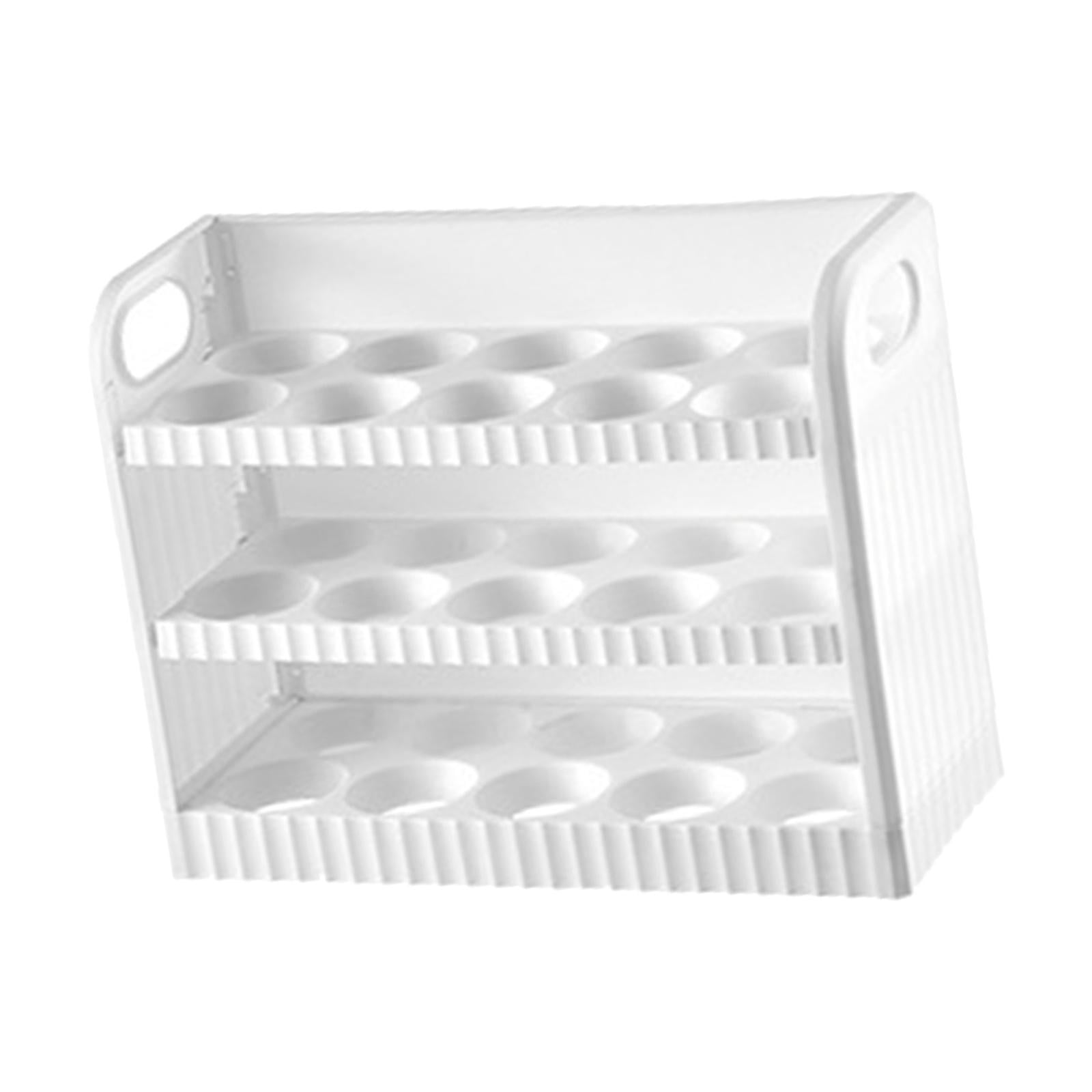 3 Tiers Eggs Holder for Refrigerator, Eggs Container Eggs Tray Bins Fridge Eggs Organizers for Countertop Pantry Kitchen Shelf Cabinet White