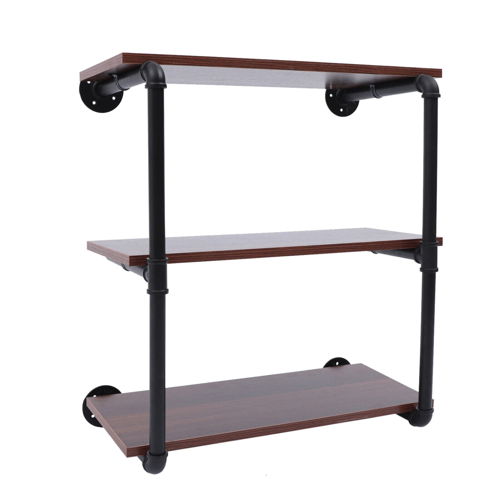 3 Tiers Industrial Steel Pipe Shelf 24" Retro Wall Mounted Shelving