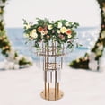thumbnail image 1 of 3 Tiers Iron and Acrylic Wedding Gold Crystal Flower Stand, Round Pedestal Stand, Crystal Flower Stand Modern Gold, 1 of 22