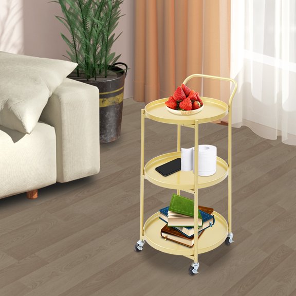 3 Tiers Metal Frame Serving Cart 18*16*30.7in for Kitchen, Rolling Bar Cart, Mobile Storage Cart
