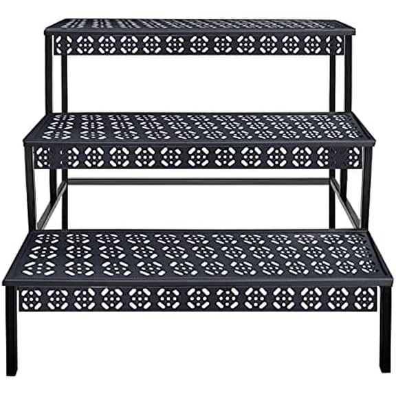3 Tiers Metal Plant Stand,Rectangular Ladder Flower Pots Outdoor, Indoor Plant Display Rack, Heavy Duty Utility Storage Organizer for Home Garden Patio Balcony, Stair Style