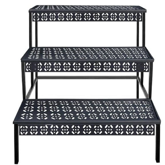 3 Tiers Metal Plant Stand,Rectangular Ladder Flower Pots Outdoor, Indoor Plant Display Rack, Heavy Duty Utility Storage Organizer for Home Garden Patio Balcony, Stair Style
