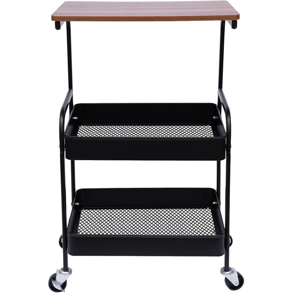 3 Tiers Mobile Printer Stand, Wooden Rolling Cart with Wheels Kitchen Storage Cart Modern Printer Table with Large Capacity White for Home Office Small Space