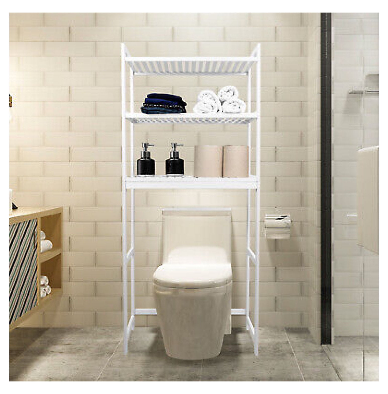 3Tiers Over The Toilet Bamboo Storage Rack Bathroom Organizer Shelf