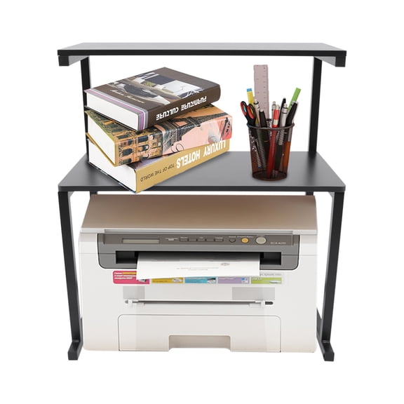3 Tiers Saving Space Printer Stand Black Large Size High Capacity Storage Desk Shelves for Dorm Home Office