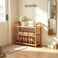 thumbnail image 1 of 3 Tiers Shoe Rack Zzbiqs Shoe Storage Organizer, Bamboo, Wood, up to 12 Pairs, 1 of 7