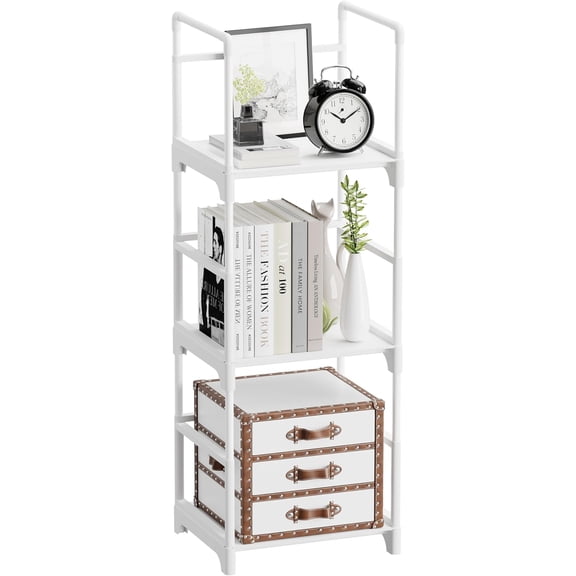 3 Tiers Small Bookshelf for Small Spaces White Mini Short Book Shelf Low Open Bookcase Easy Assemble