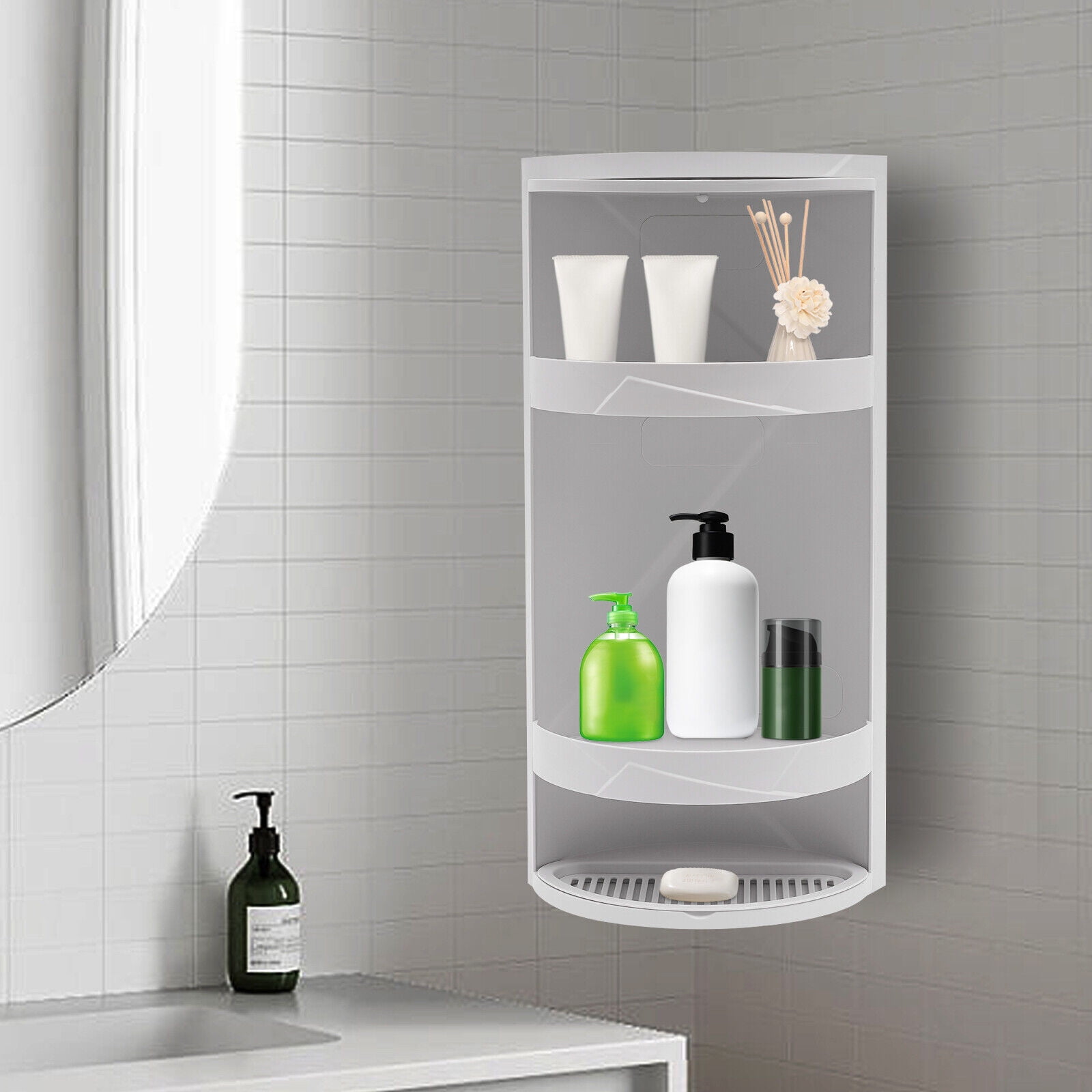 3 Tiers Storage Rack Rotating Storage Shelf Cosmetic Organizer Bathroom Holder Kitchen