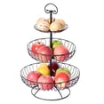 thumbnail image 1 of Basicwise 3 Tier Fruit Basket Stand for Kitchen Counter - Black Wire Metal Produce Organizer, Vegetable Storage Bin, Snack Holder, Onion Potato Holder, Pantry Wire Baskets, 12 x 12 x 18.25 Inch, 1 of 7