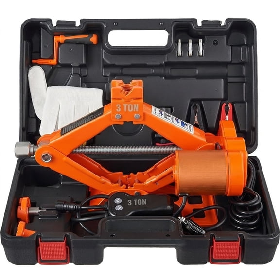 3 Ton 12V Electric Scissor Car Jack, 6600 lb Portable Jack with Double Saddles and Remote Control