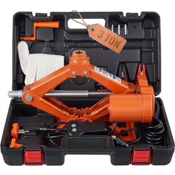 3 Ton 12V Electric Scissor Car Jack, 6600 lb Portable Jack with Double Saddles and Remote Control