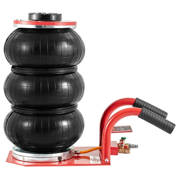 3 Ton (6600 lbs) Triple Bag Air Jack - Fast Lift Pneumatic Car Jack for Garage & Repair, 17.7 Inch Height, 3-5 Sec Lifting, w/Side Handles & Steel Pipes (Red)