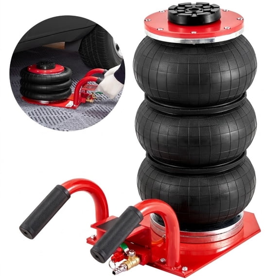3 Ton (6600 lbs) Triple Bag Air Jack, Pneumatic Airbag Jack with 17.7" Lift Height, Fast 3-5s Lifting Jack for Car Repair, Red